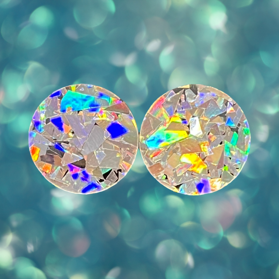 Silver holographic Statement Studs (1.5cms)