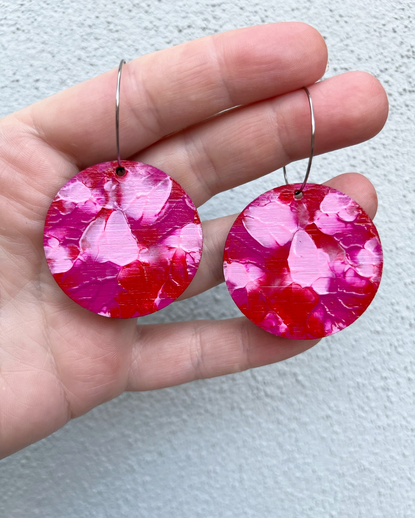 Red and Pink 40mm Arty Hoops