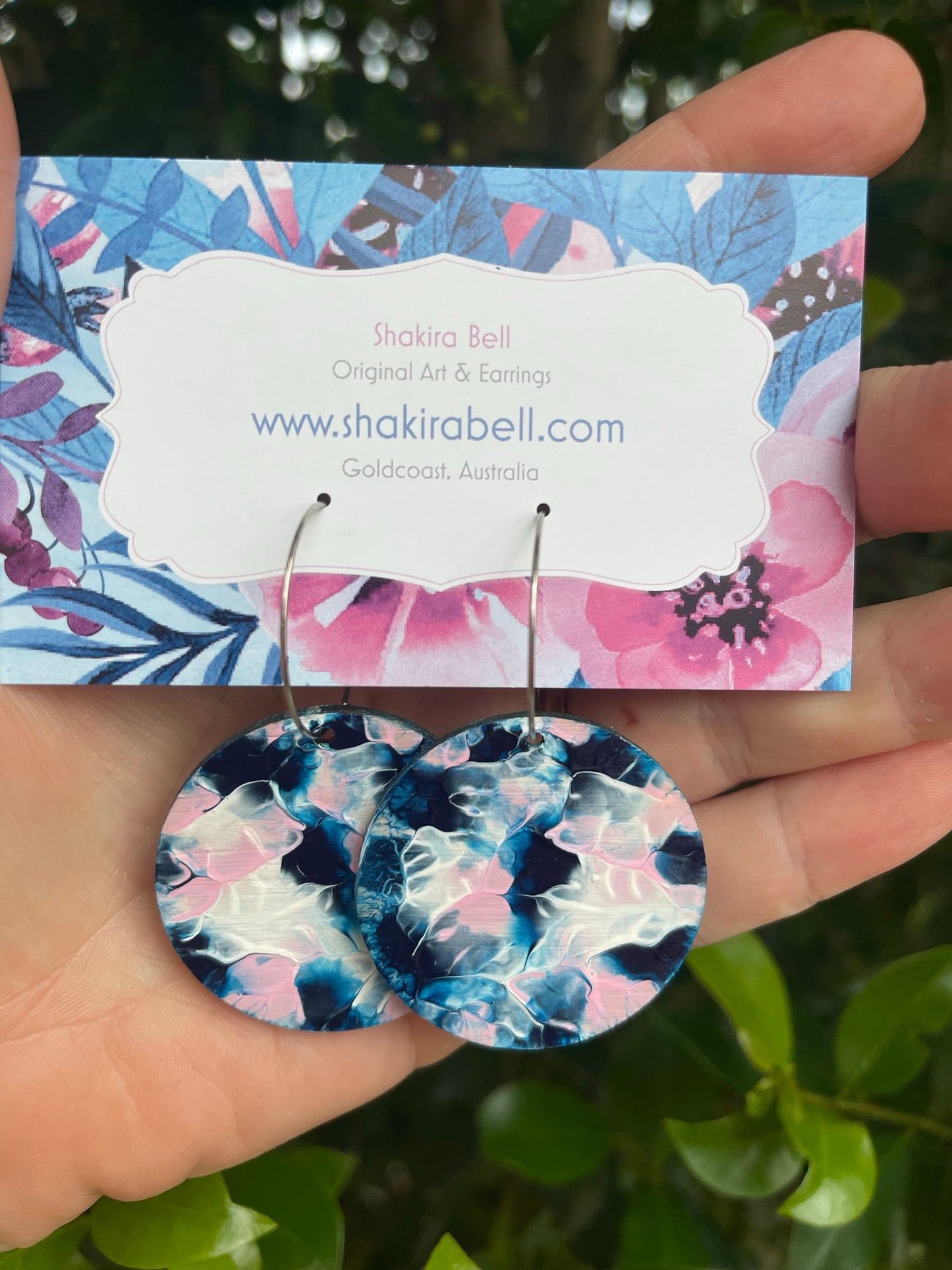 Light pink n blue 40mm Arty Hoops