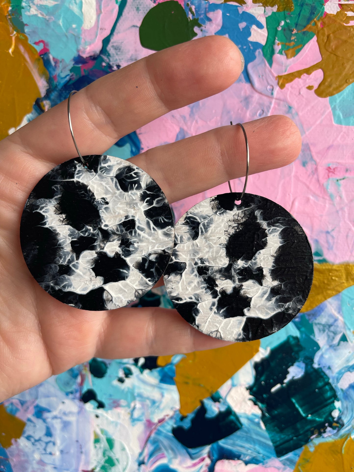 Black n White Large Arty Hoops