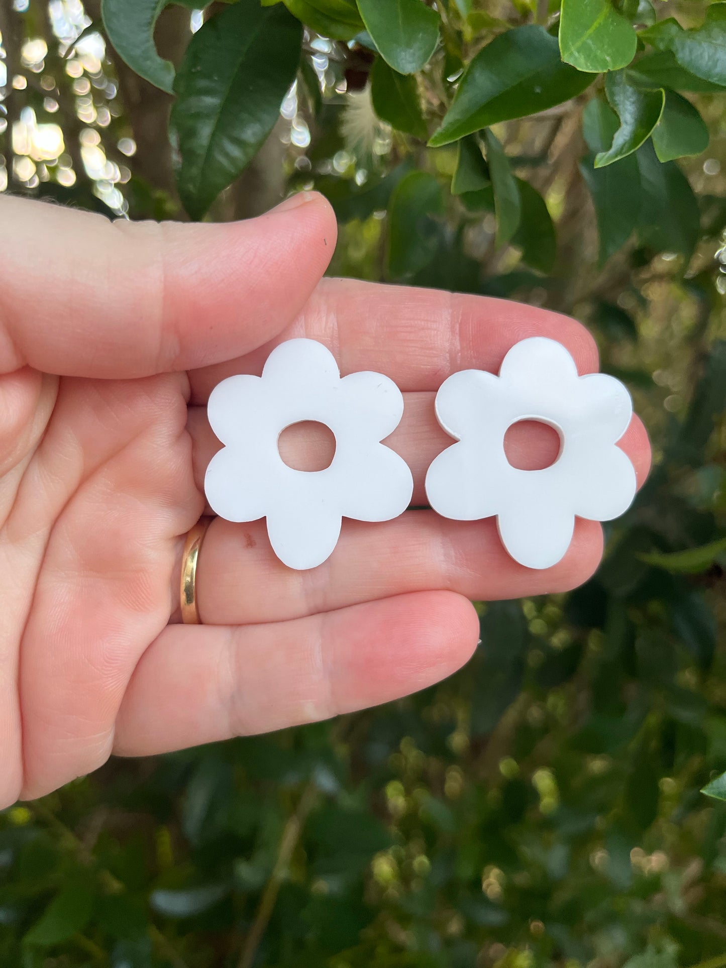 White petals Statement Studs