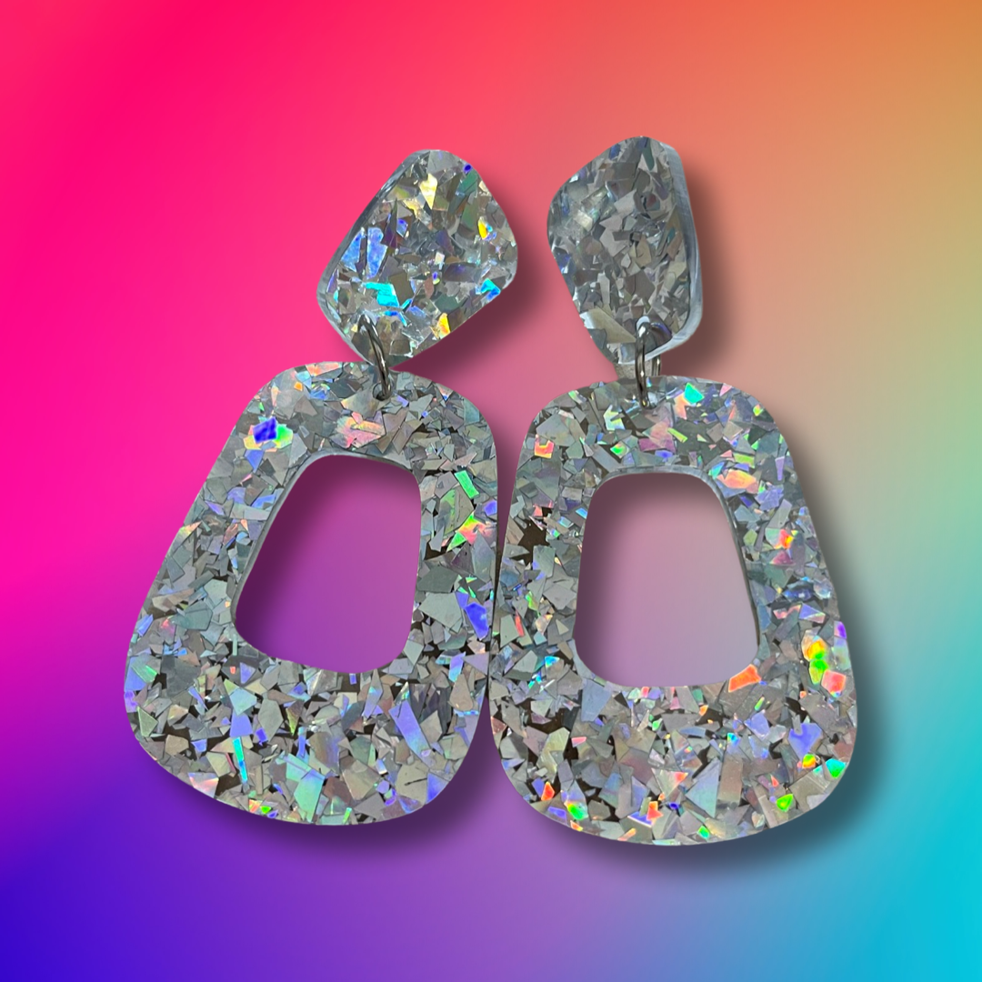 Silver Holographic Dangles