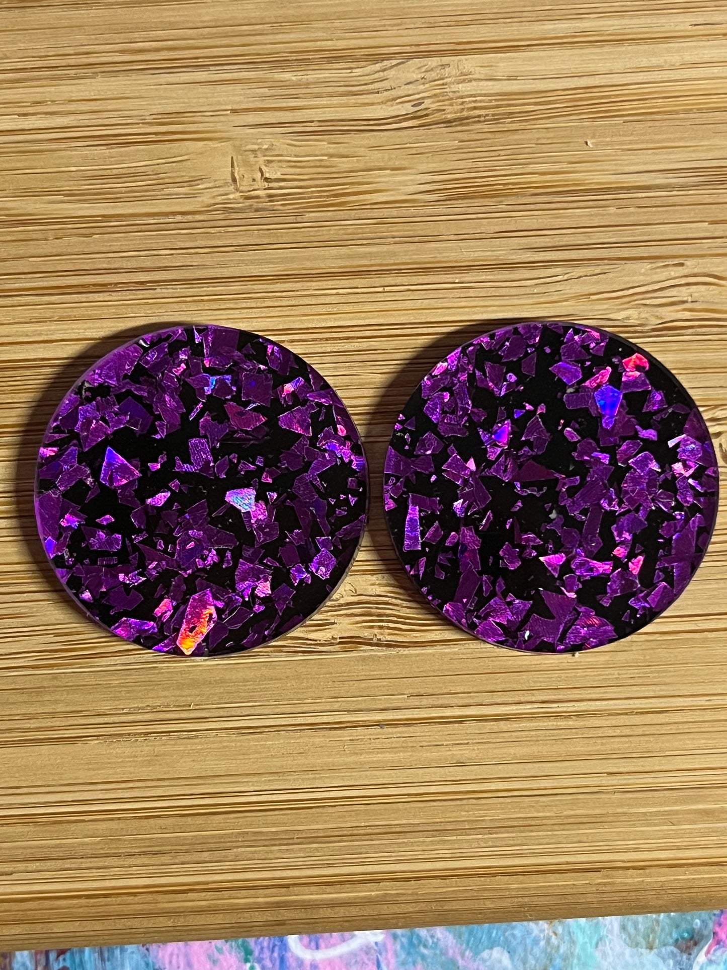 Purple holographic Statement Studs (3cms)