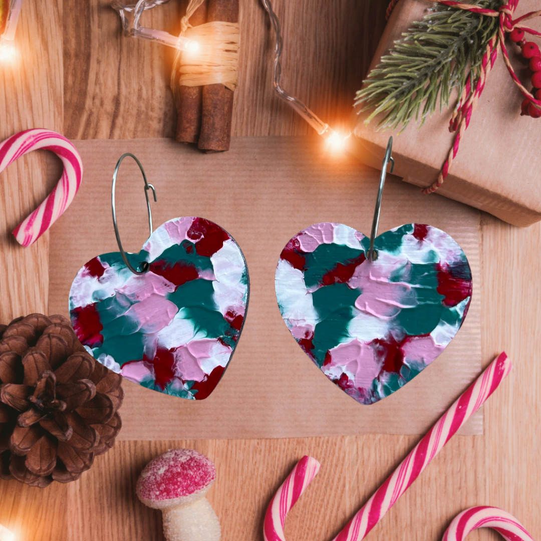 Arty Love Heart Hoops