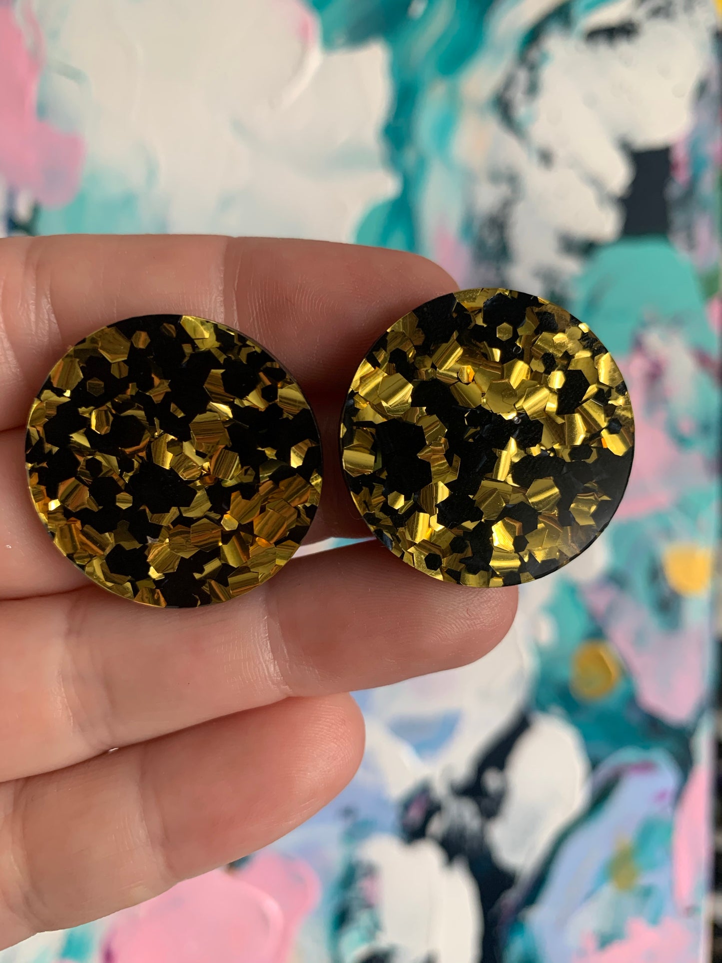 Black and Gold acrylic Statement Studs