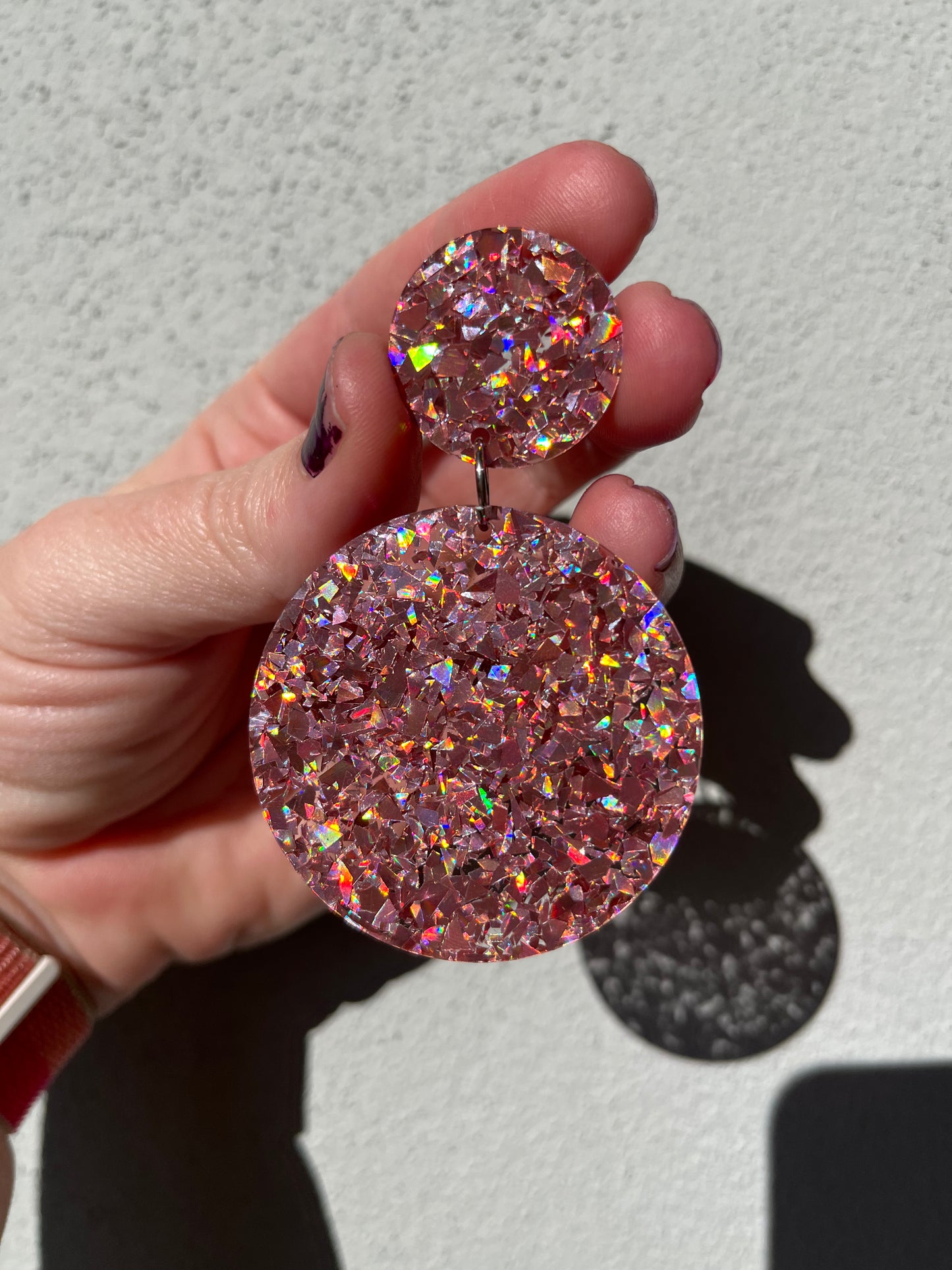 Pink Holographic Dangles