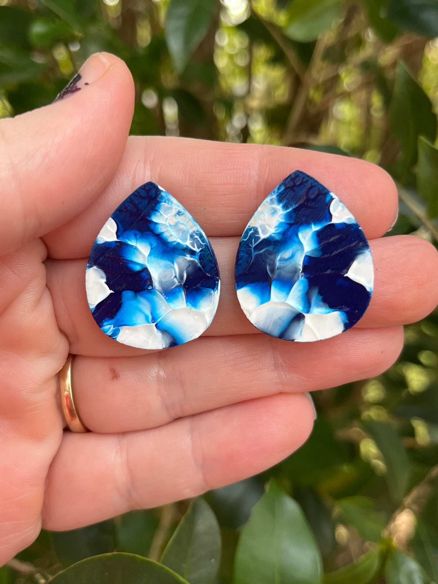 Ocean Blue arty Drops 30mm Stud Earrings