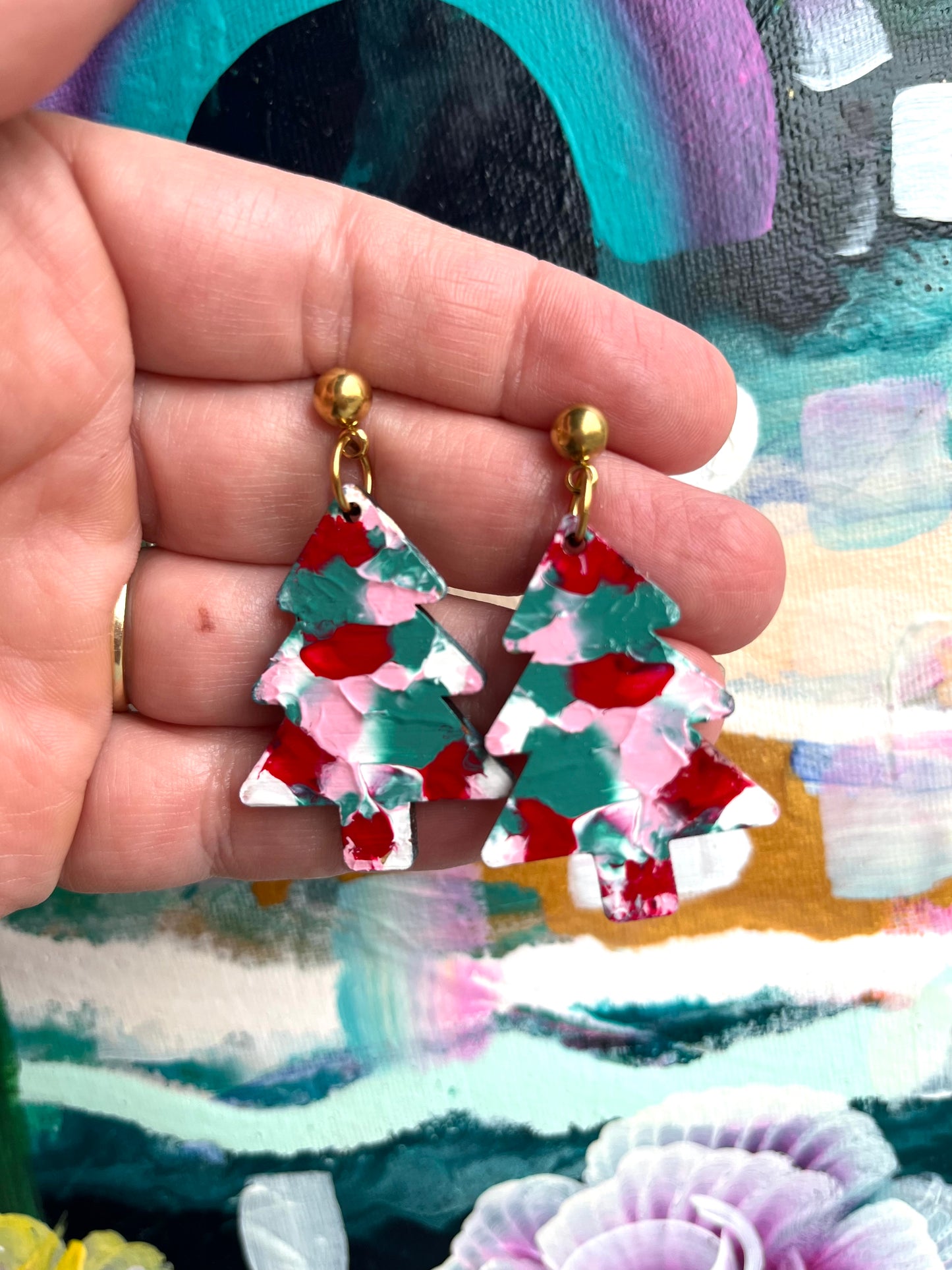 Christmas Arty Tree Ball top Dangles