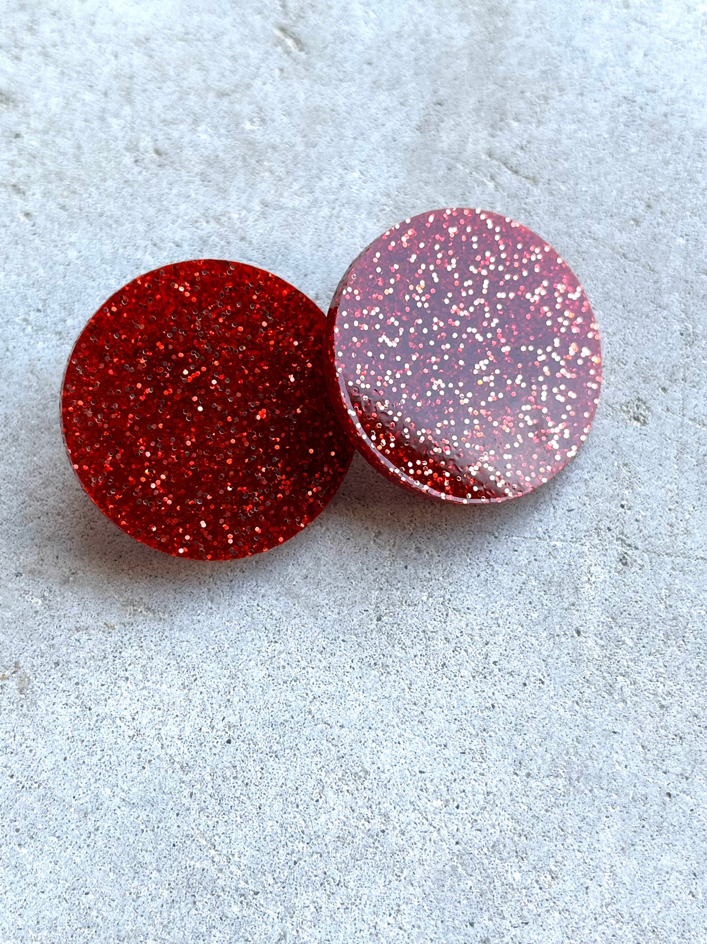 Red / Orange glitter acrylic Statement Studs