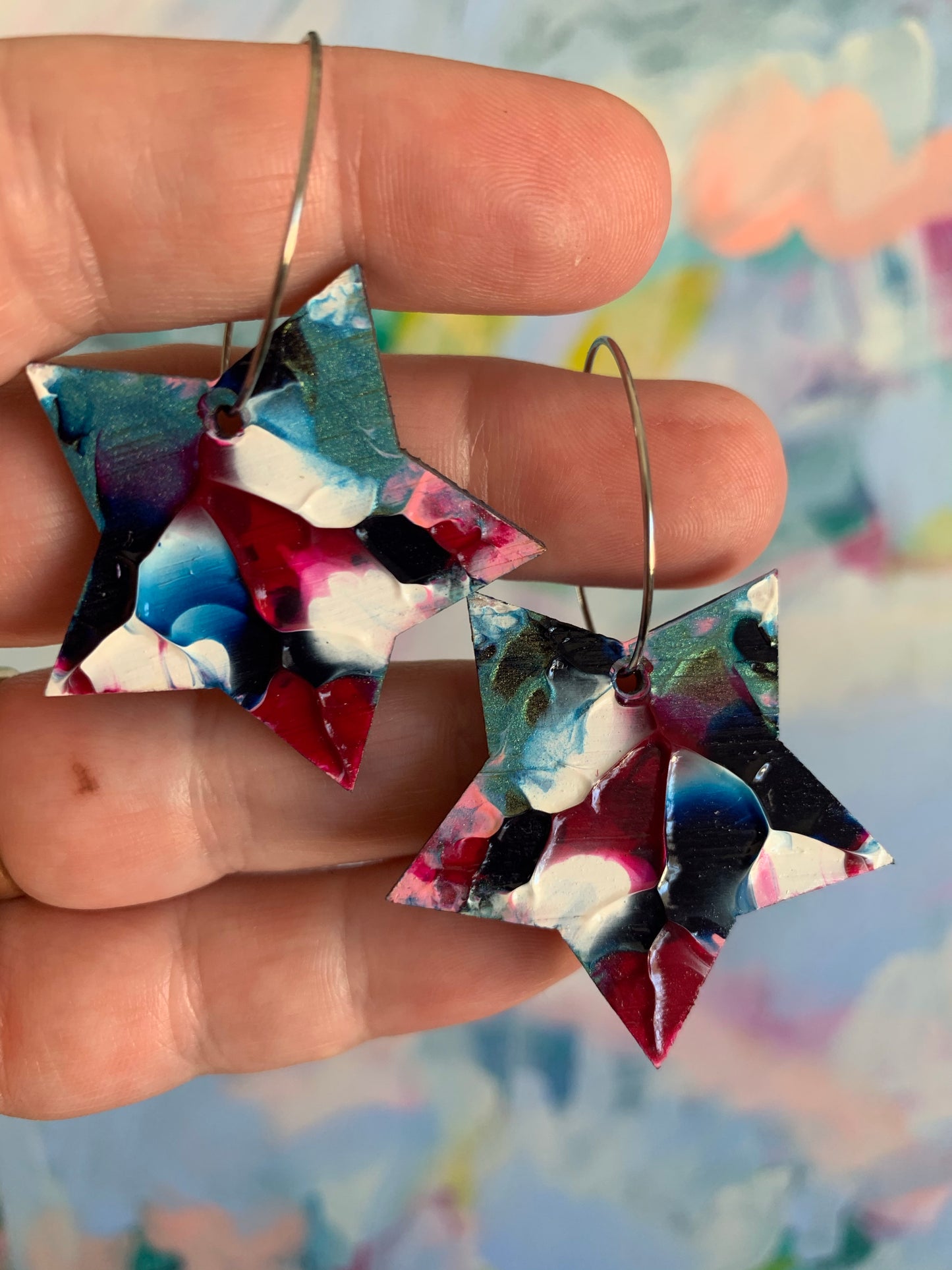 Abstract Arty Star Hoops