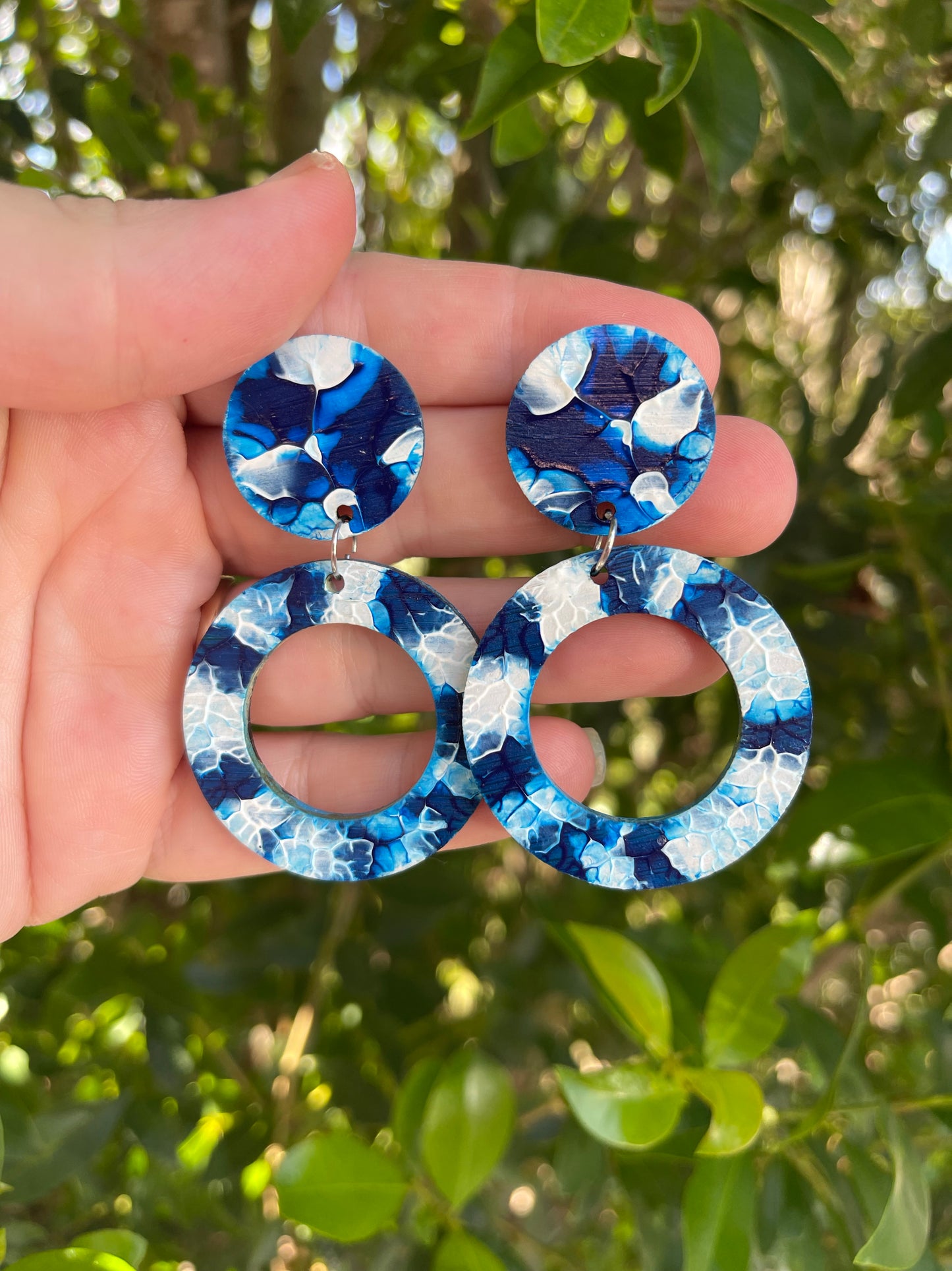 Blue n White Dangle Earrings