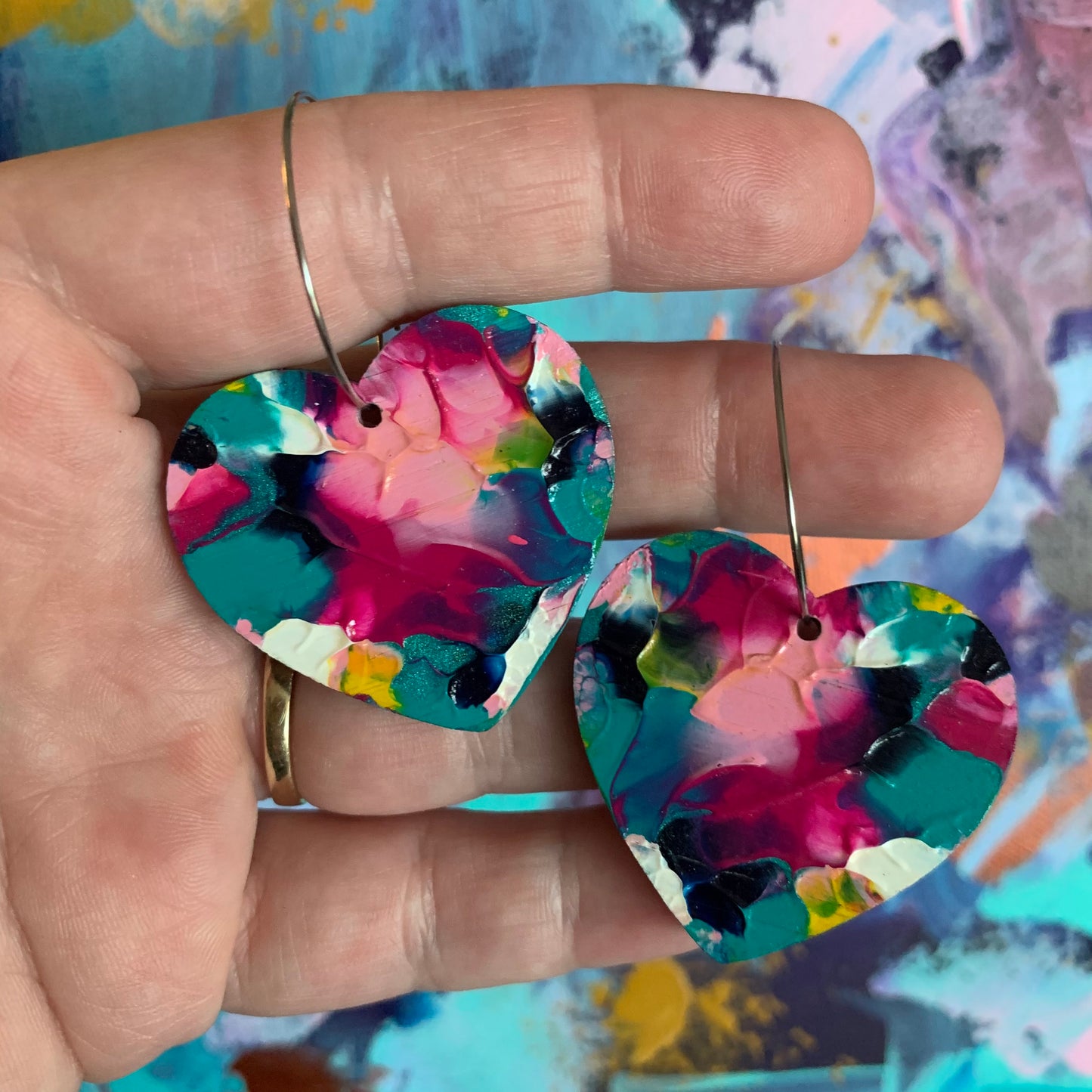 Arty Love Heart Hoops