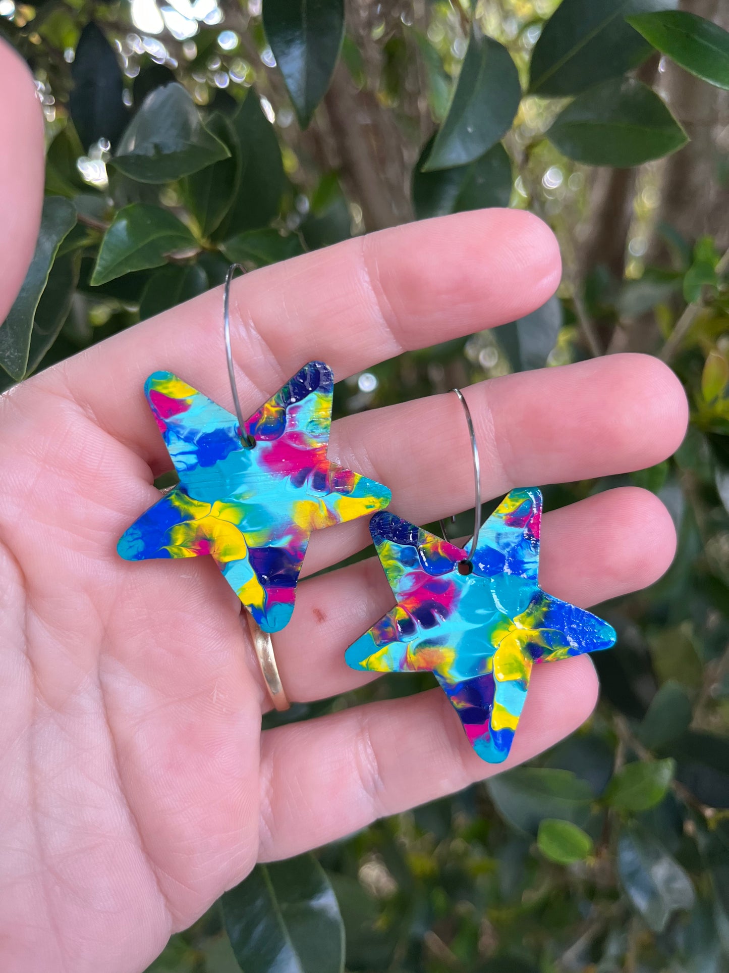 Sea Star rainbow 🌈 Abstract Arty Star Hoops