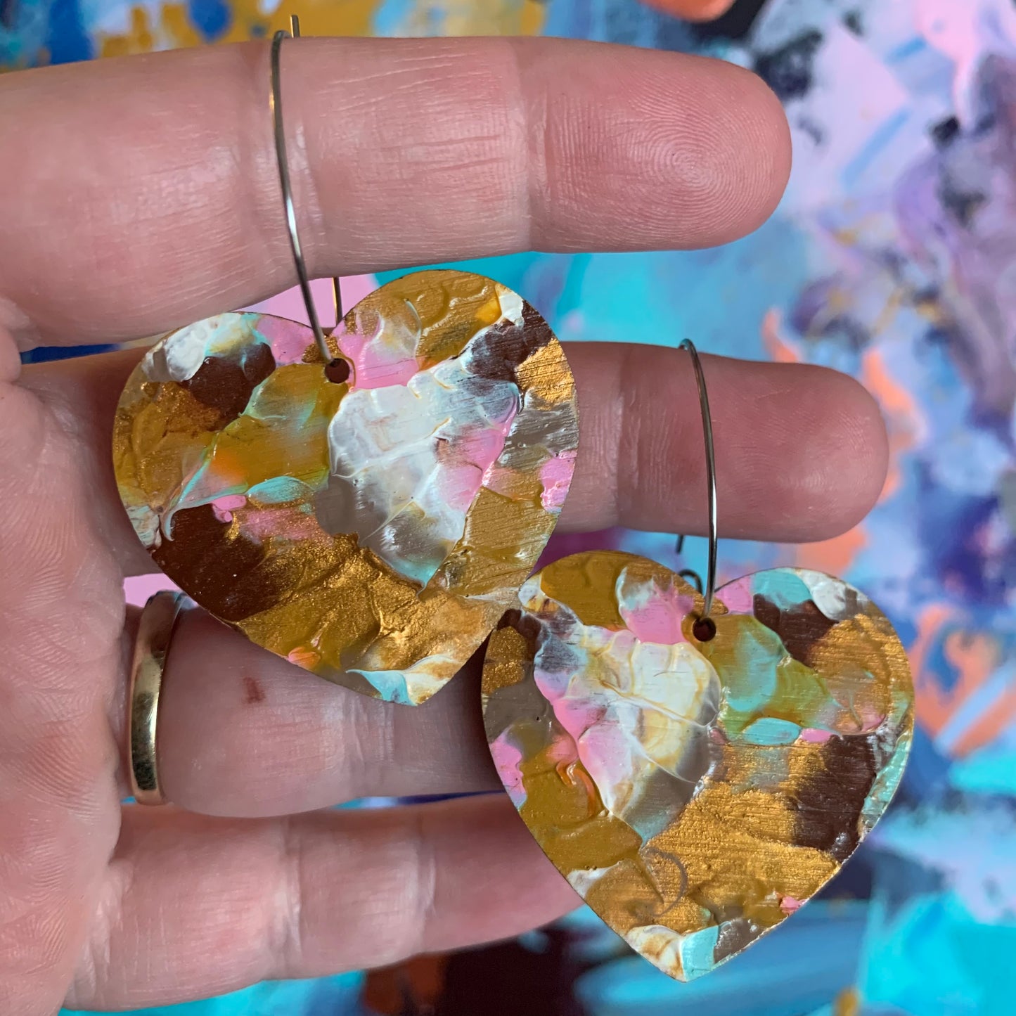 Arty Love Heart Hoops