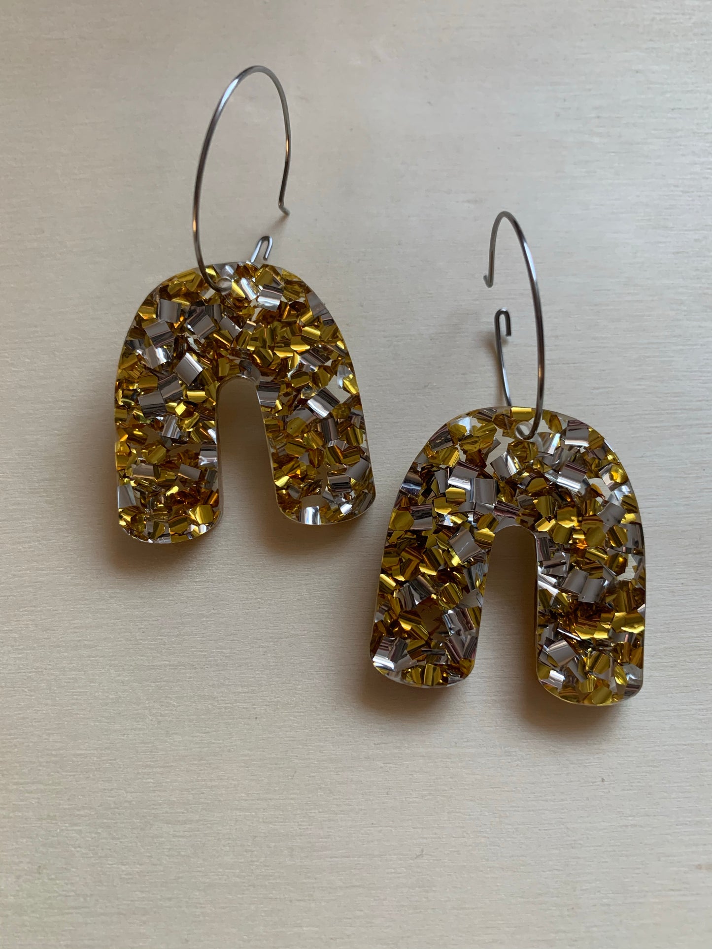 Silver and Gold Arch Hoops