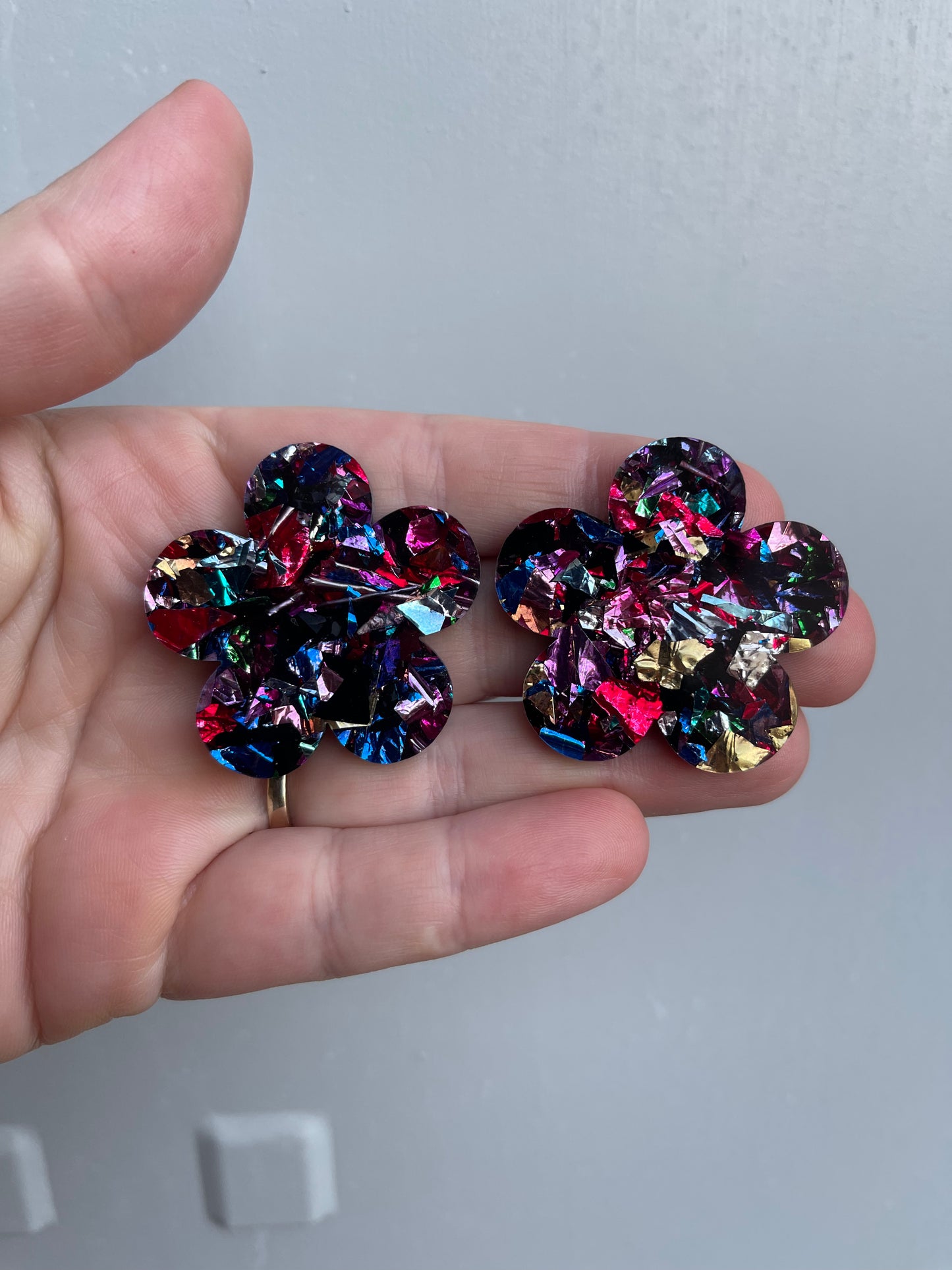 Foil Flower Statement Studs