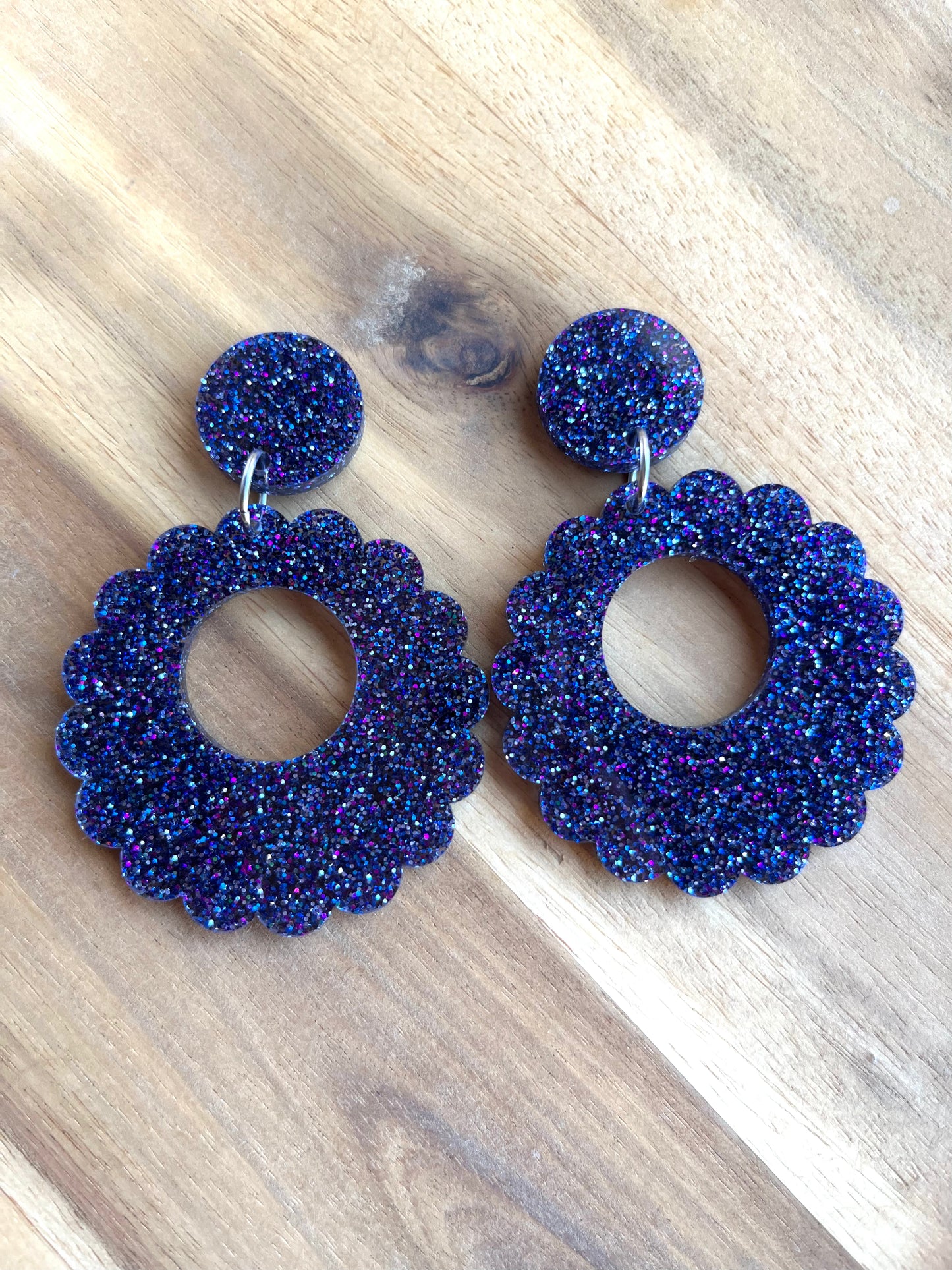 Dark Purple mixed glitter Dangles