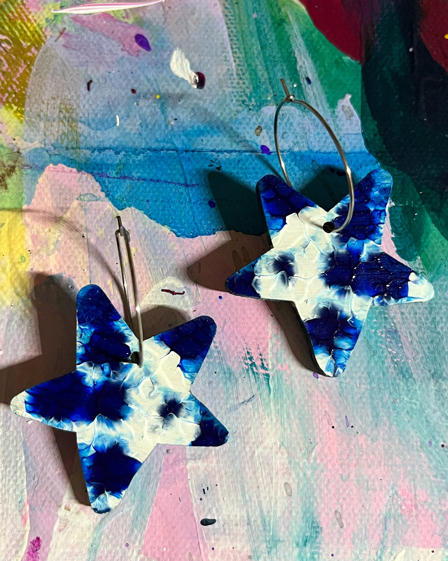 Ocean Abstract Arty Star Hoops