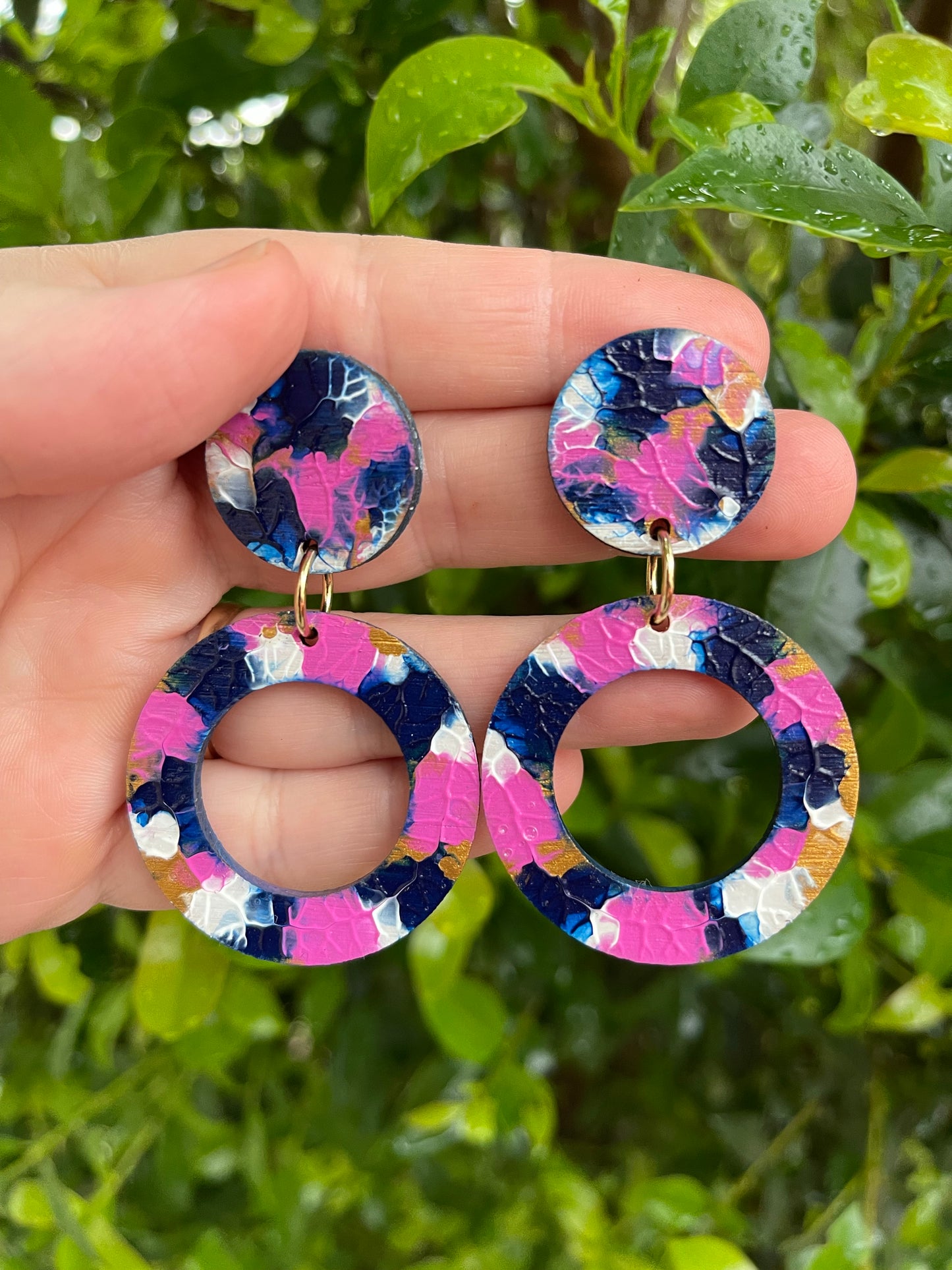 Pinky Blue Gold Dangles