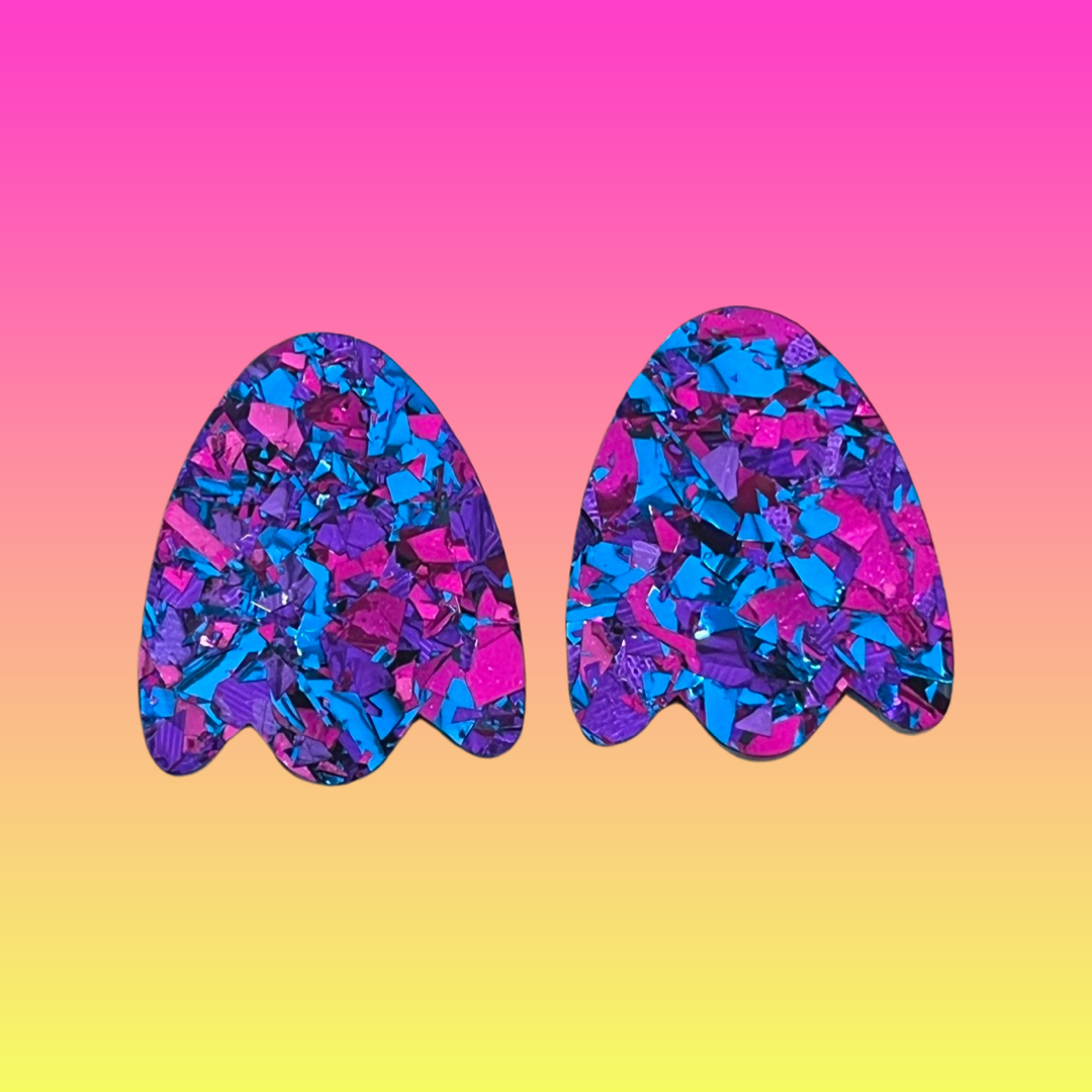 Purple Pink & Blue foil acrylic Statement Studs