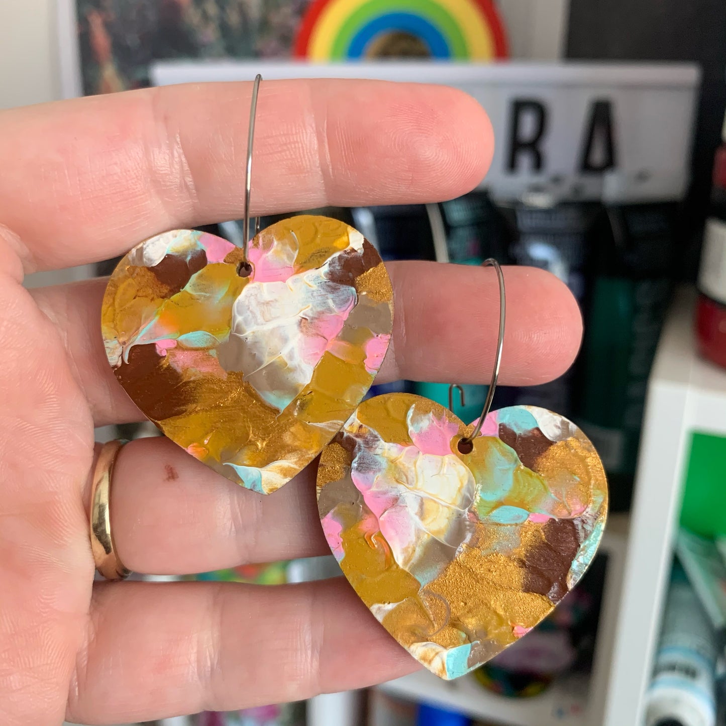 Arty Love Heart Hoops