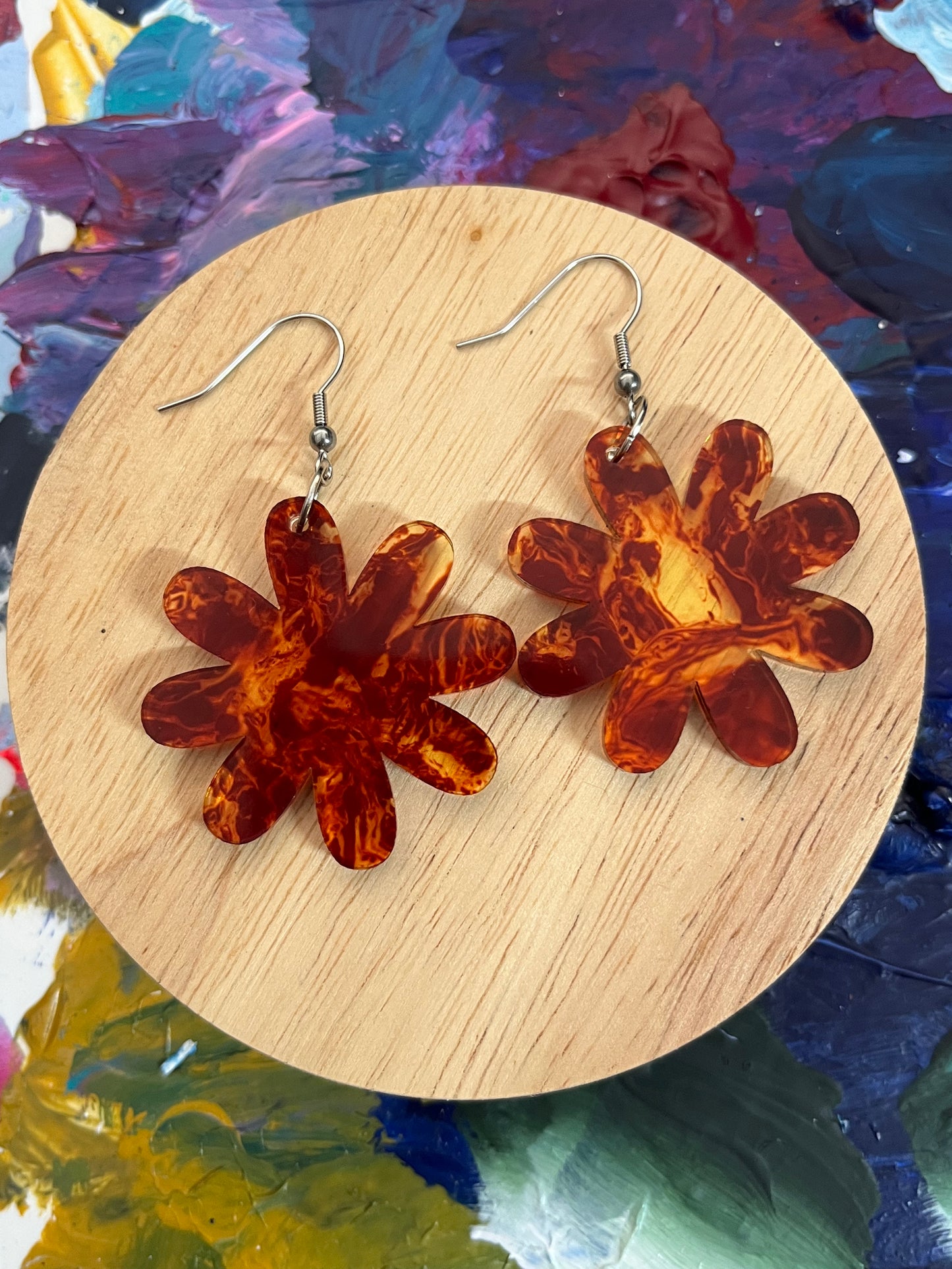 Tortoise Shell inspired Flower Hooks