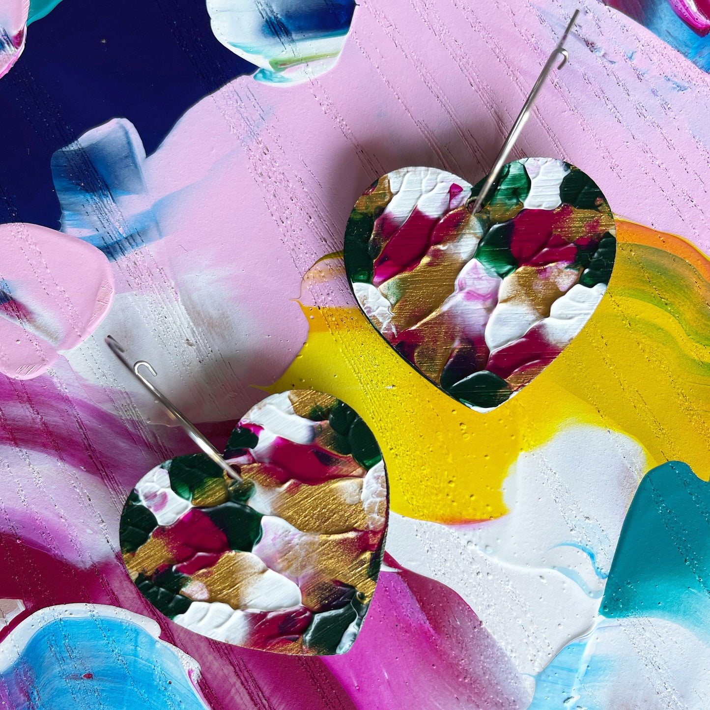 Xmas Arty Love Heart Hoops