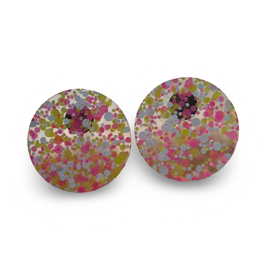 White, pink & yellow glitter studs 3.5cms