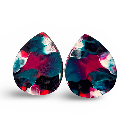 Pink Bits arty Drops 30mm Stud Earrings
