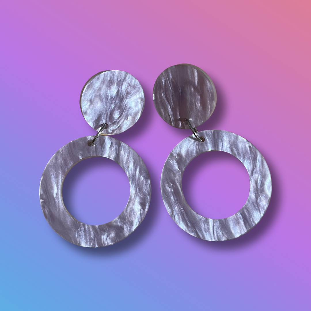 Lavender Marble swirl mineral Dangles