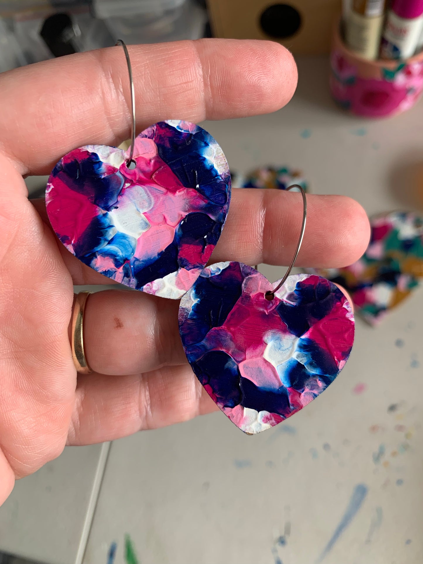 Arty Love Heart Hoops