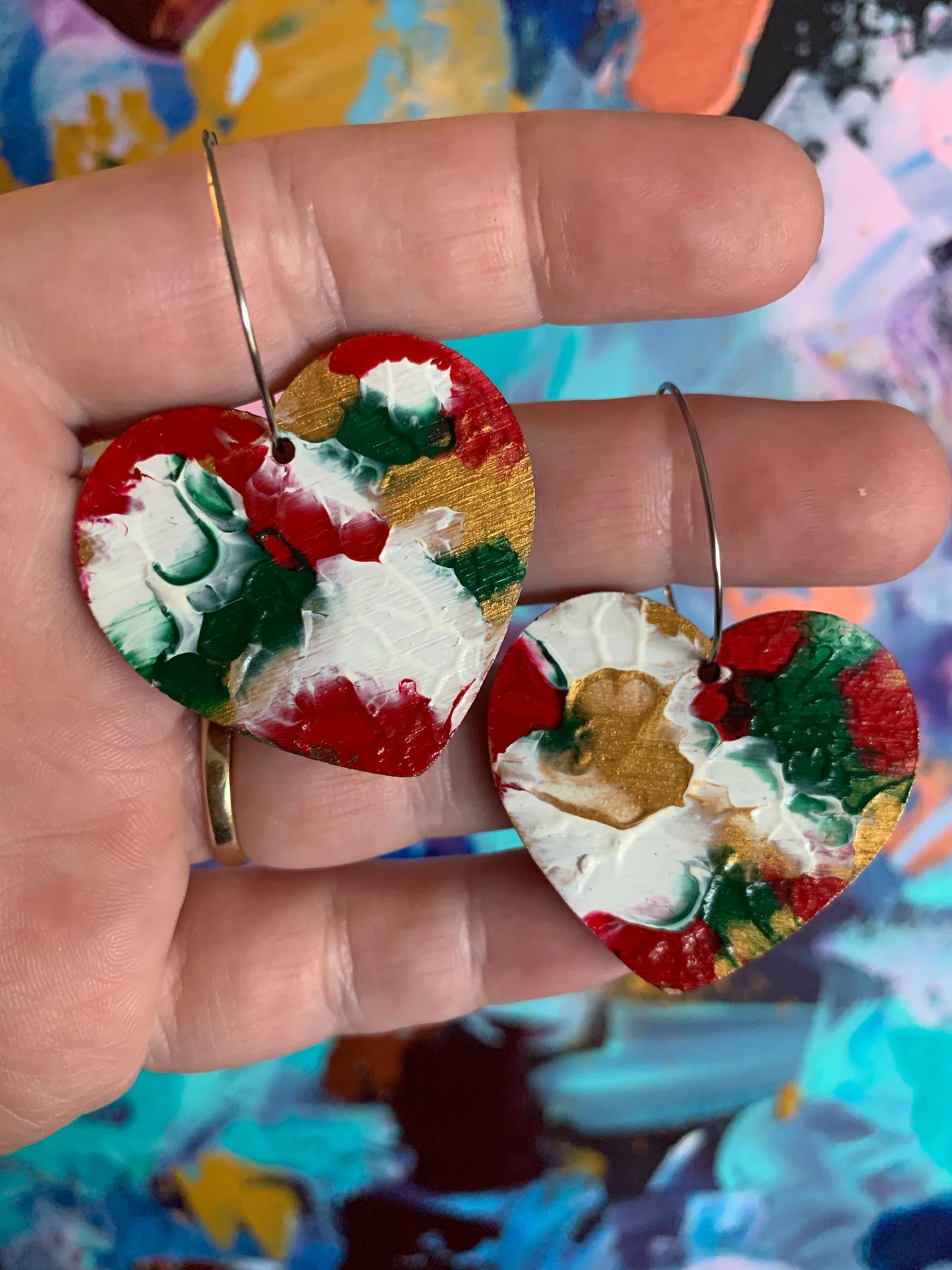 Arty Love Heart Hoops