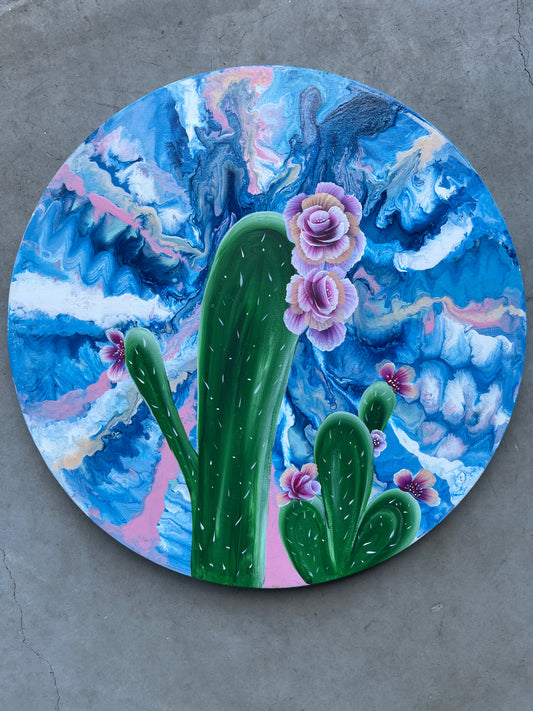 Round Cactus Bloom Canvas