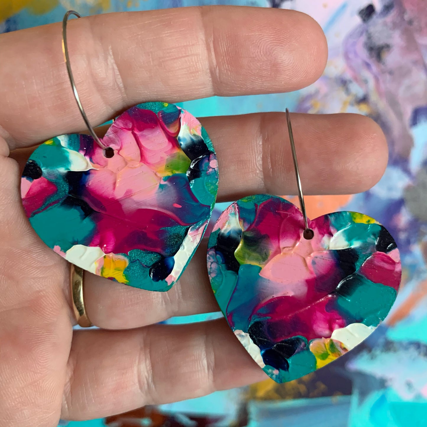 Arty Love Heart Hoops