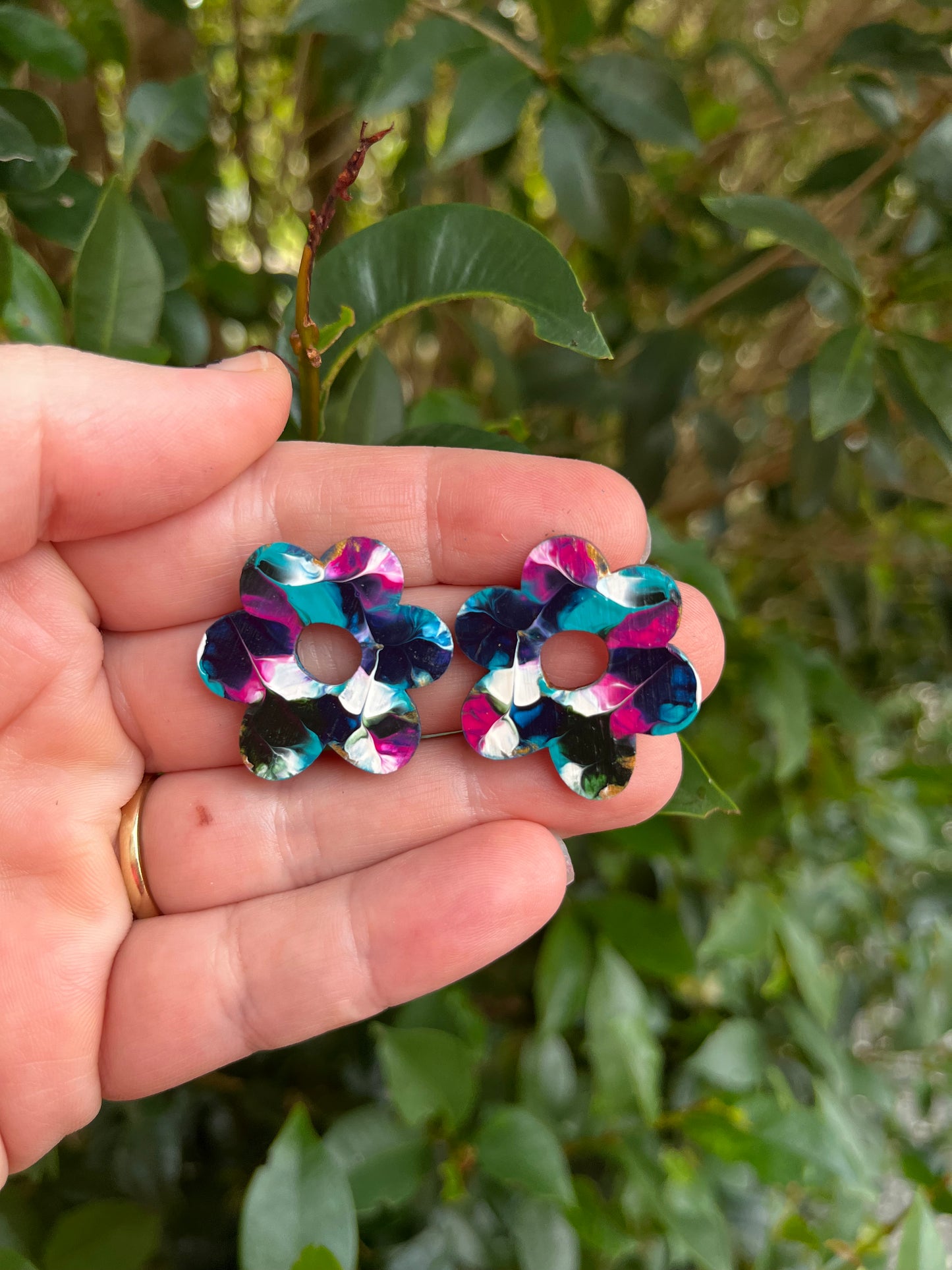 Sea Garden Flower  30mm Stud Earrings