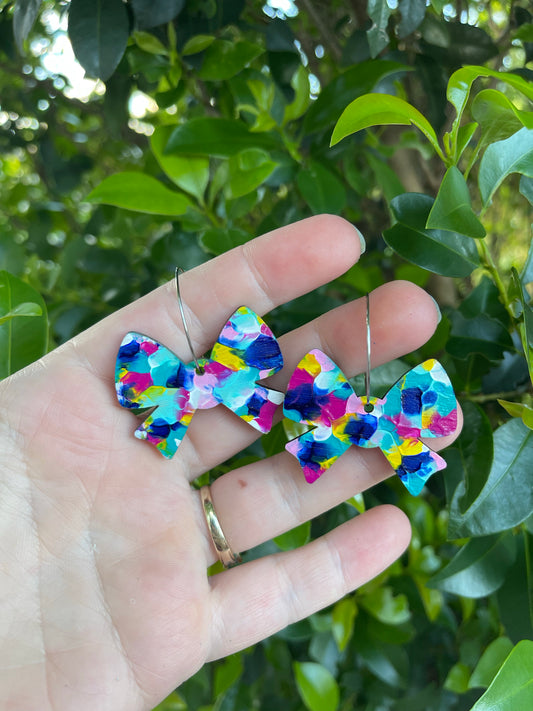 Rainbow Arty Bow Hoops