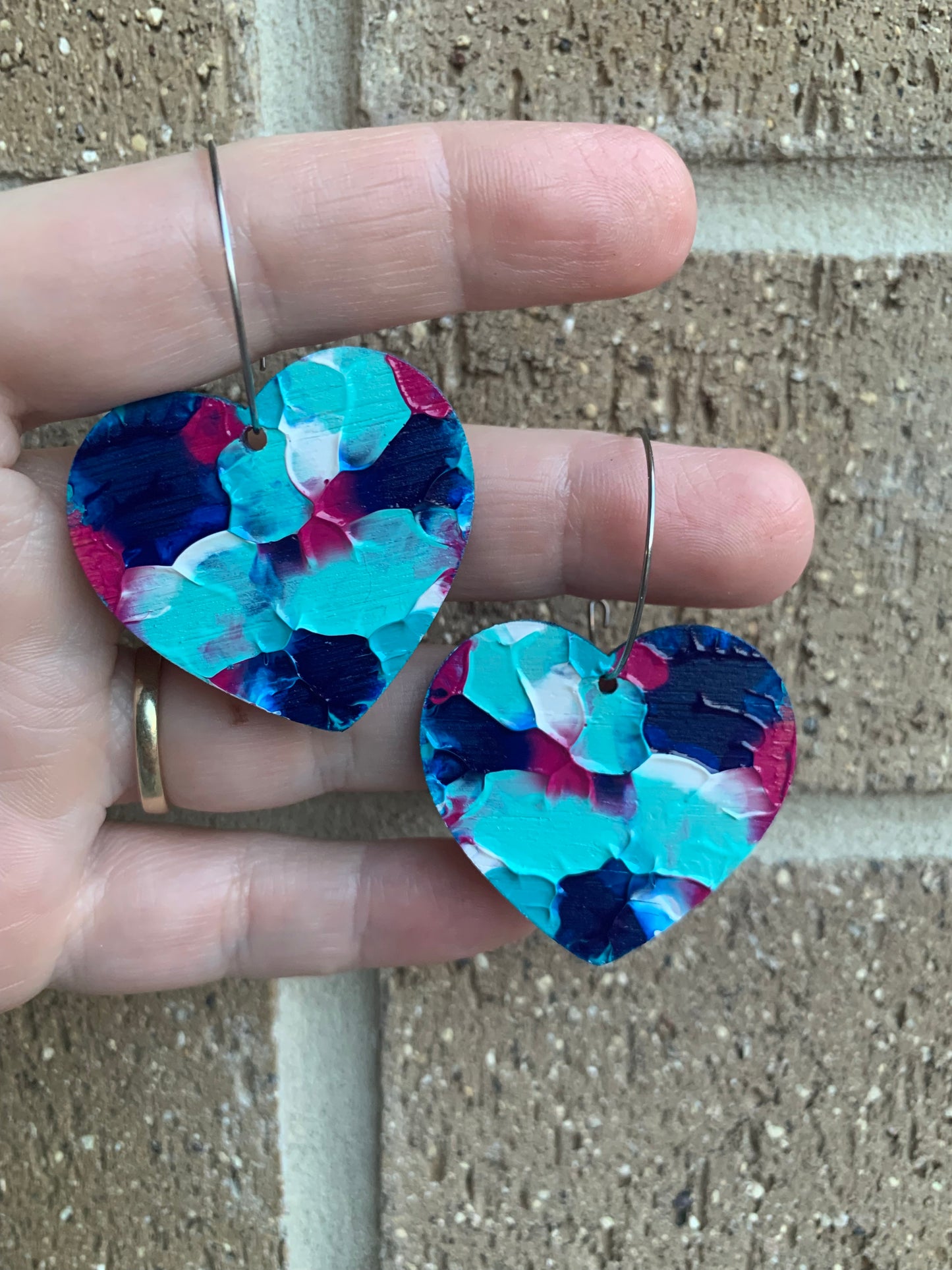 Arty Love Heart Hoops