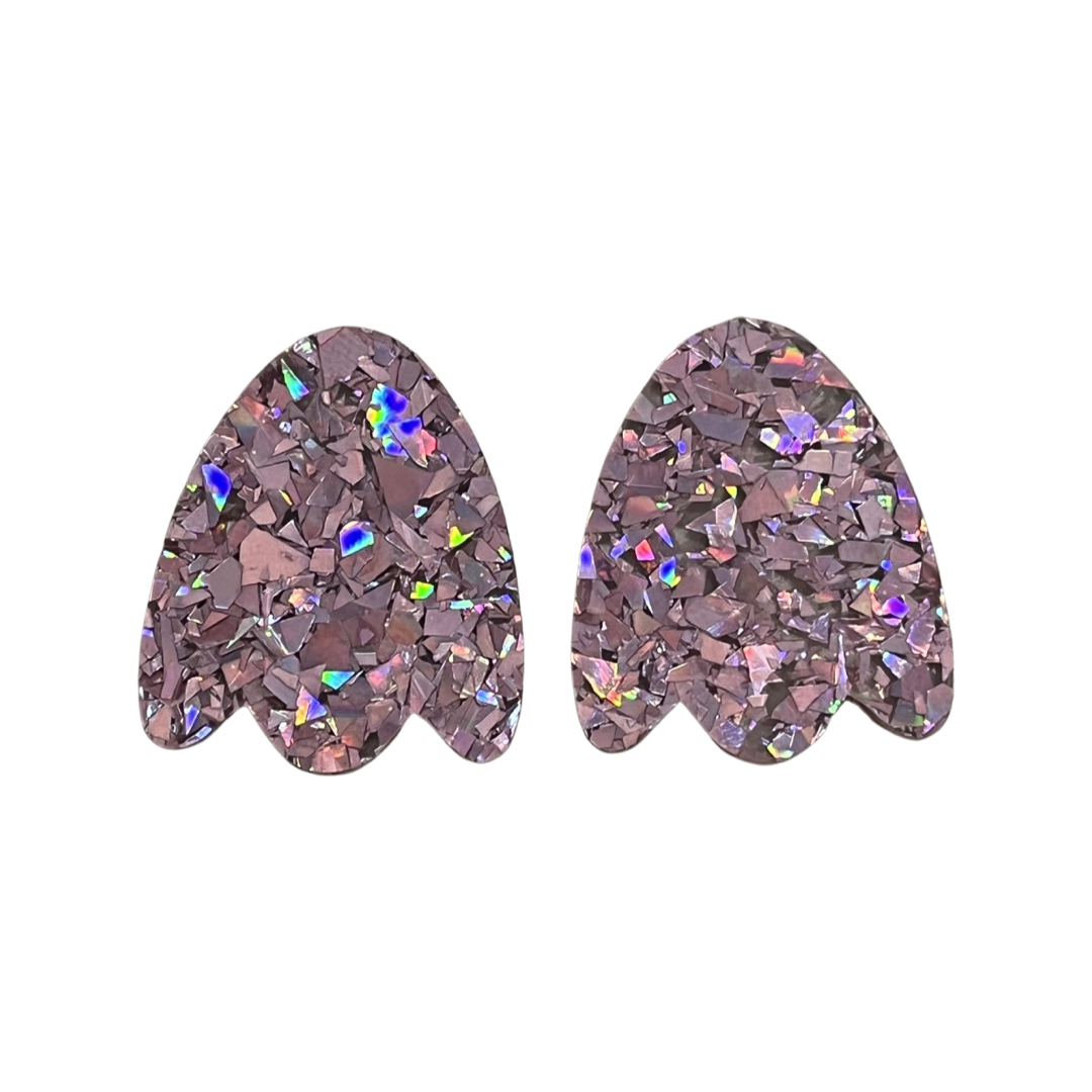 Pink Holographic acrylic Statement Studs