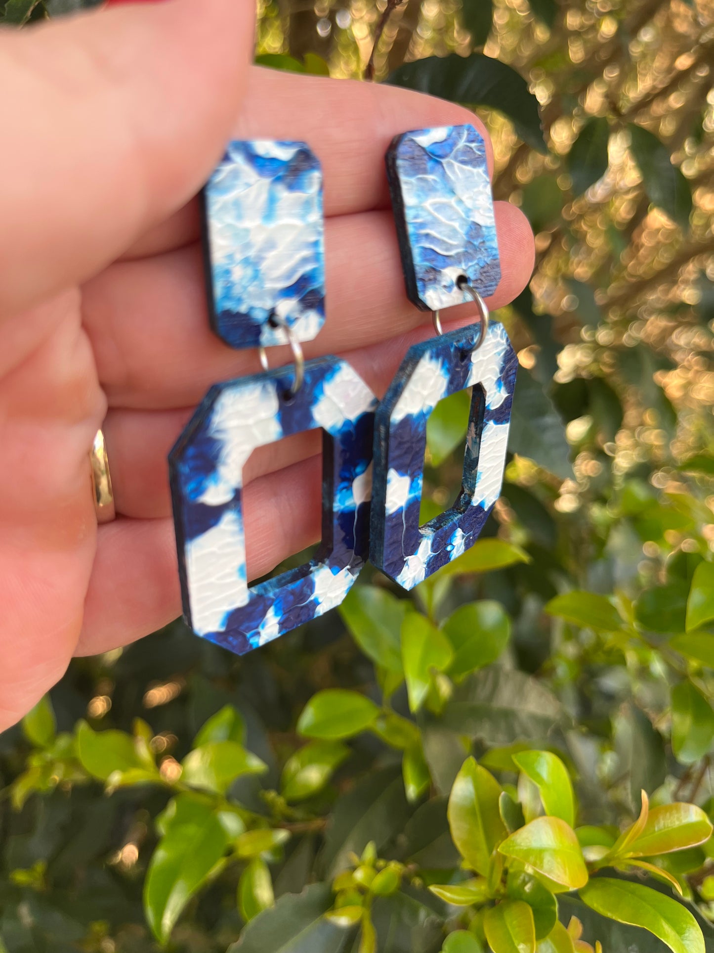 Blue n White Dangle Earrings