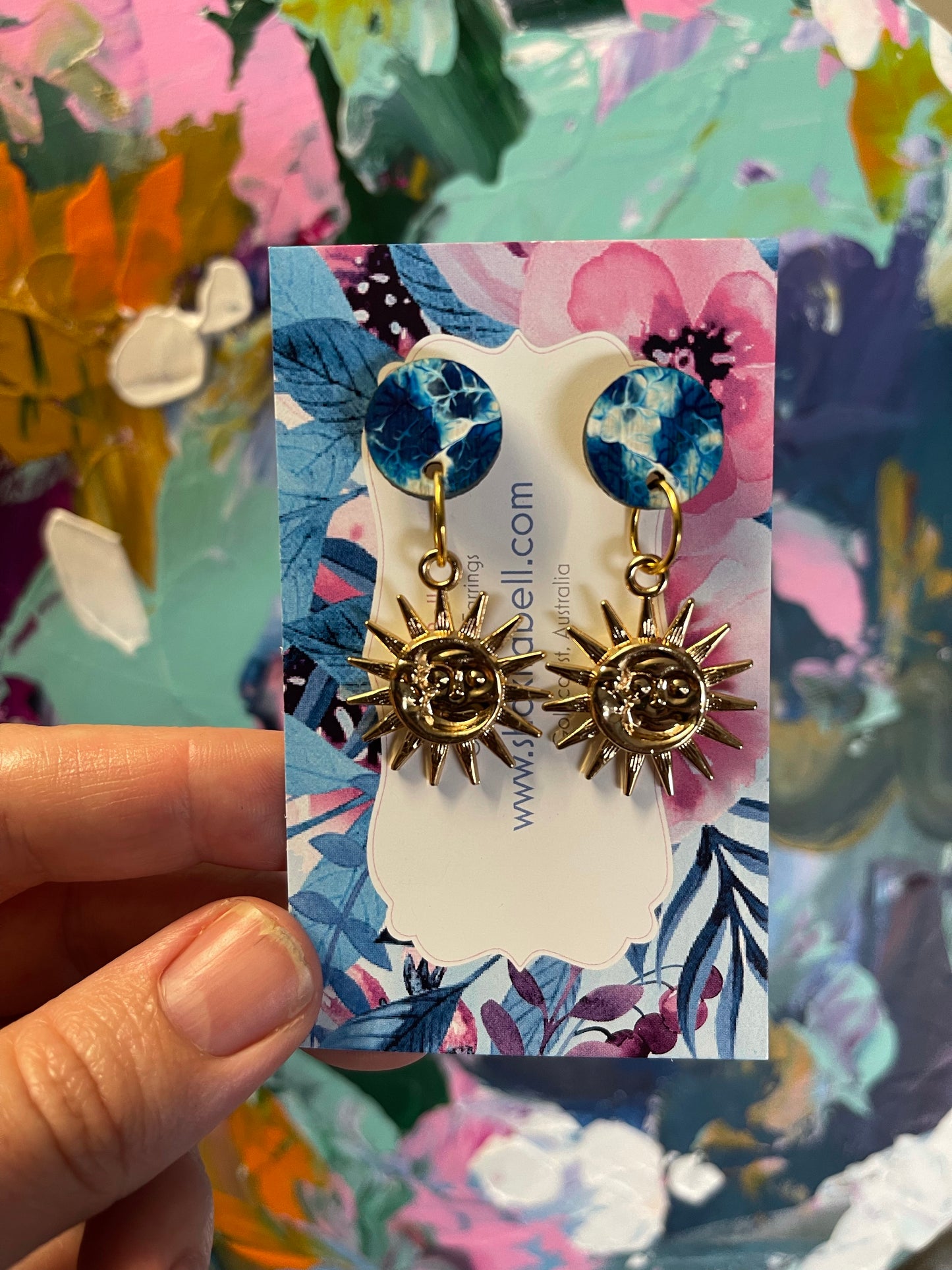 Abstract Arty Sun and Moon Dangles