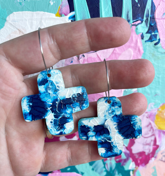 Blue and White Arty Cross  Hoops