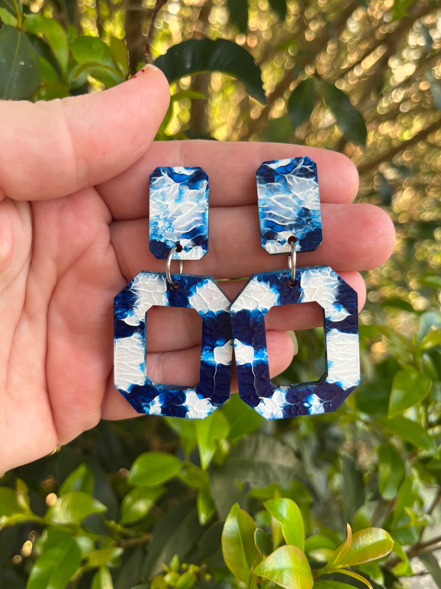 Blue n White Dangle Earrings