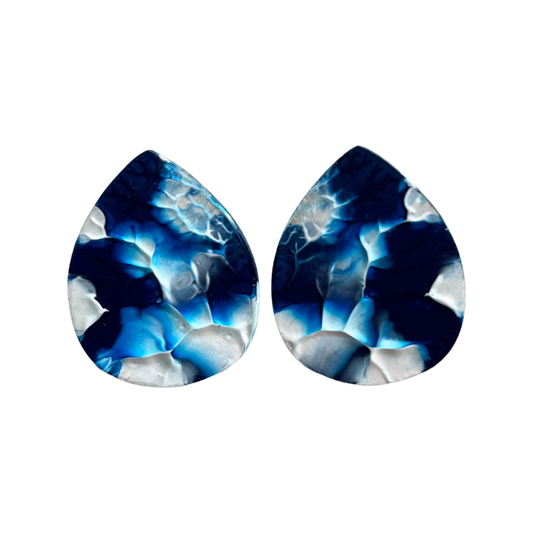 Ocean Blue arty Drops 30mm Stud Earrings