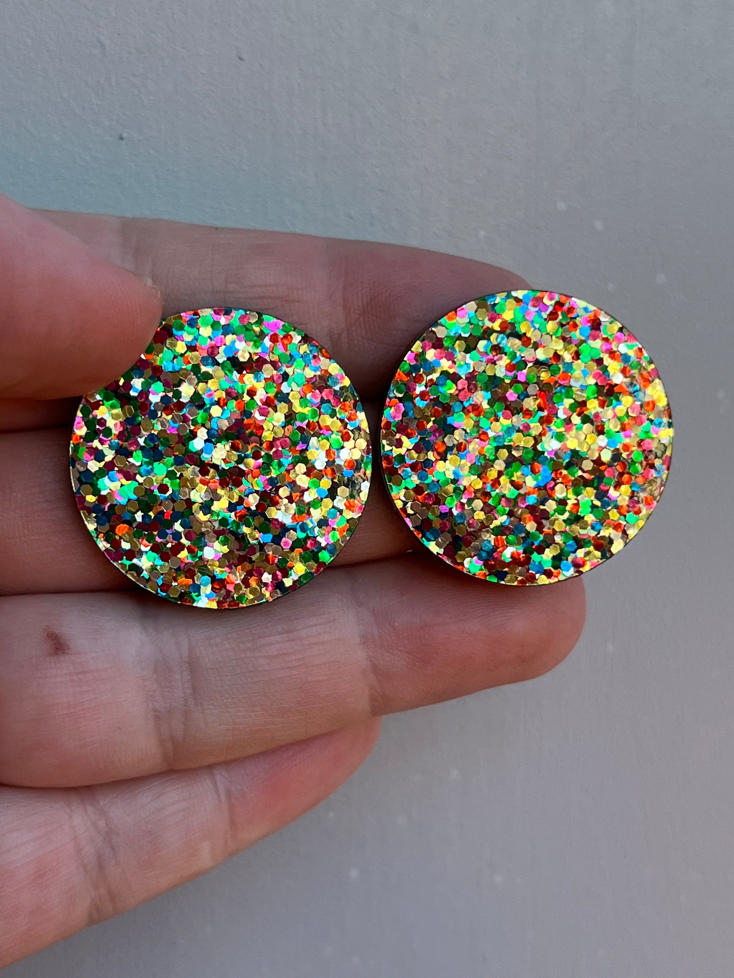 Gold Rainbow  Glitter Statement Studs
