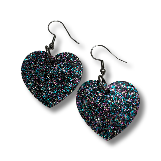 Glittery purple and blues Heart Hooks