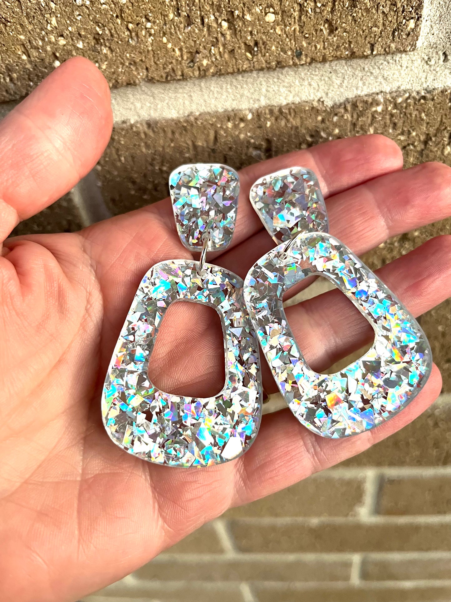 Silver Holographic Dangles