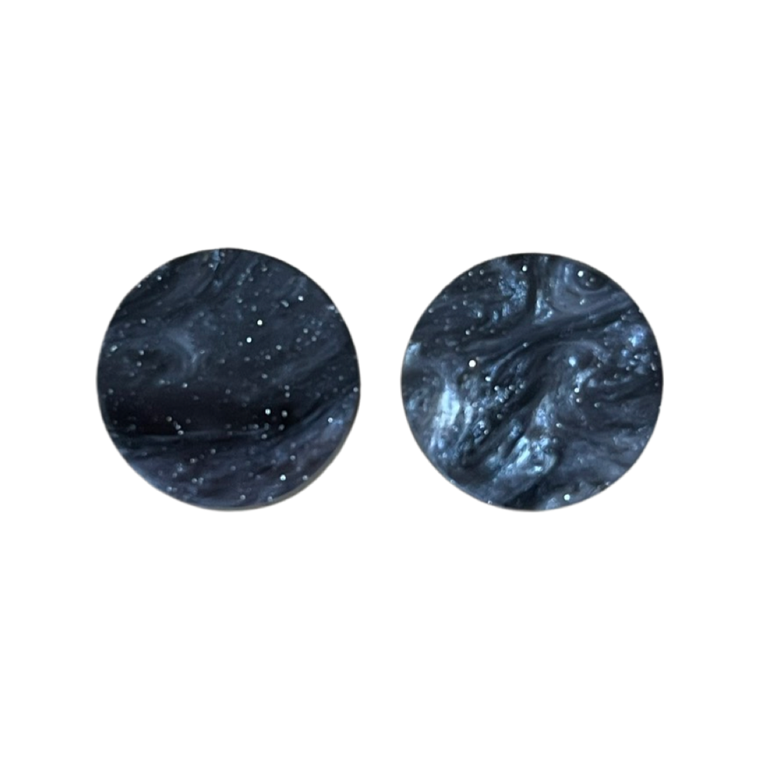 Black Grey Glittery Marble  Statement Studs (1.5cms)