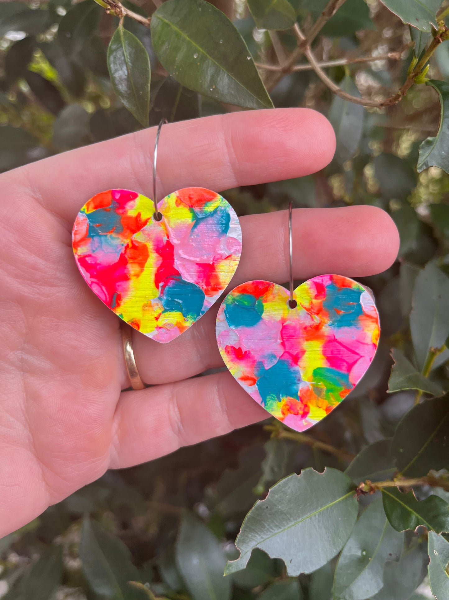 Arty Love Heart Hoops