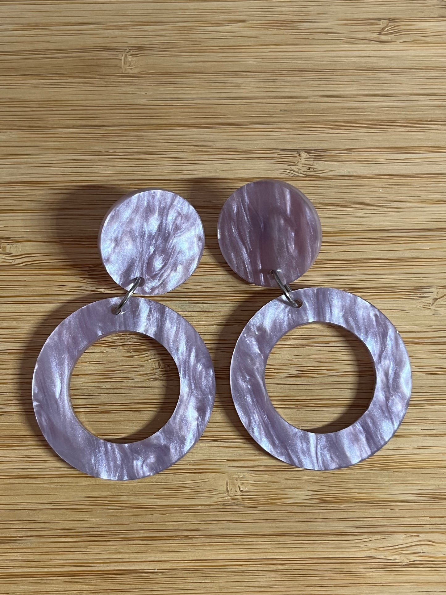 Lavender Marble swirl mineral Dangles