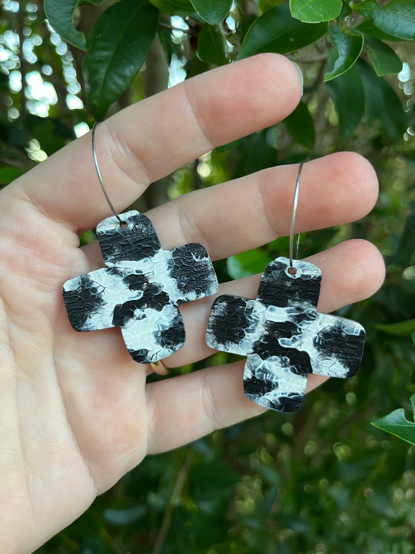 Black and White Arty Cross  Hoops